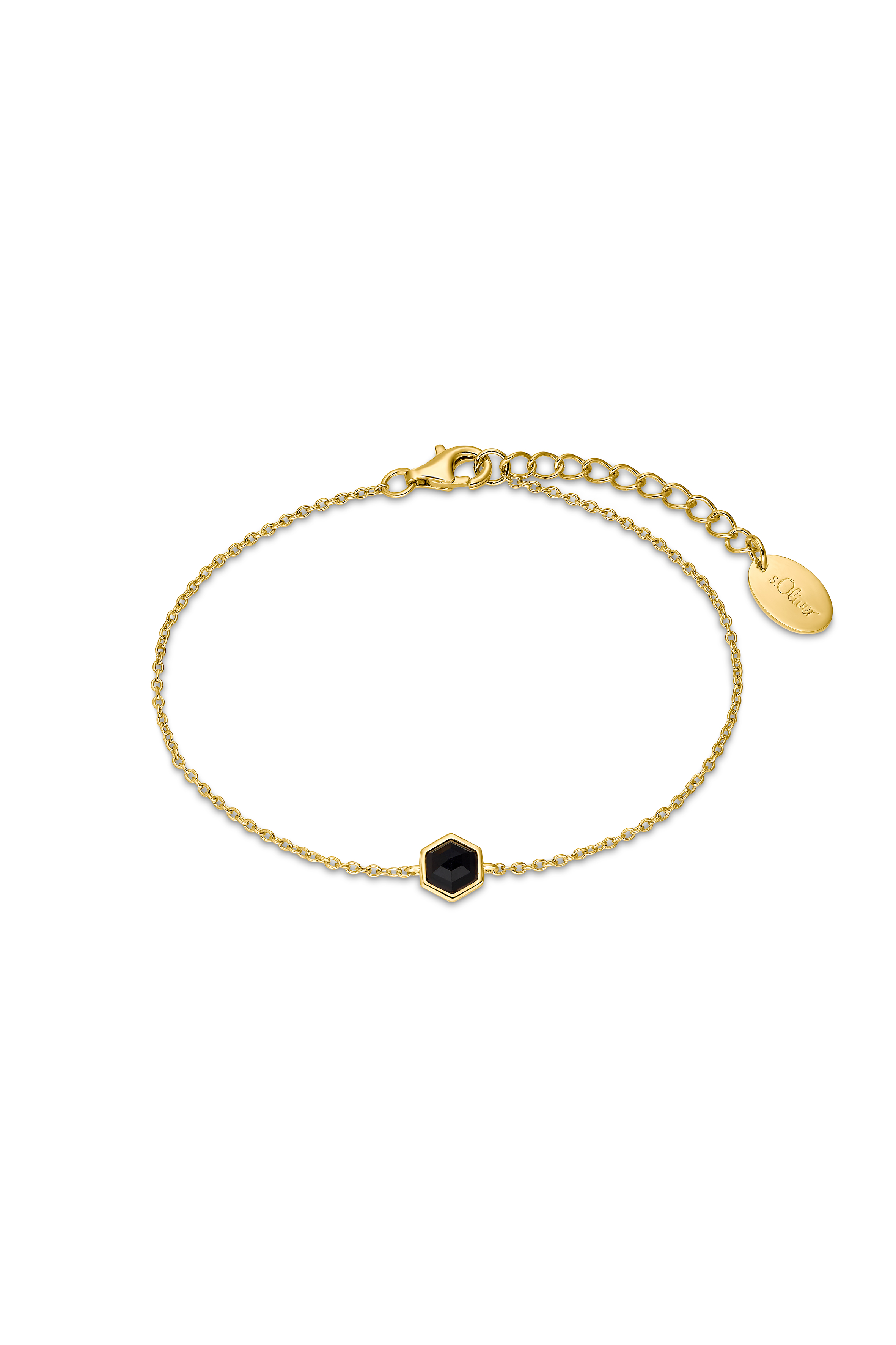s.Oliver Damen Armband 2034896 Silber vergoldet Zirkonia schwarz