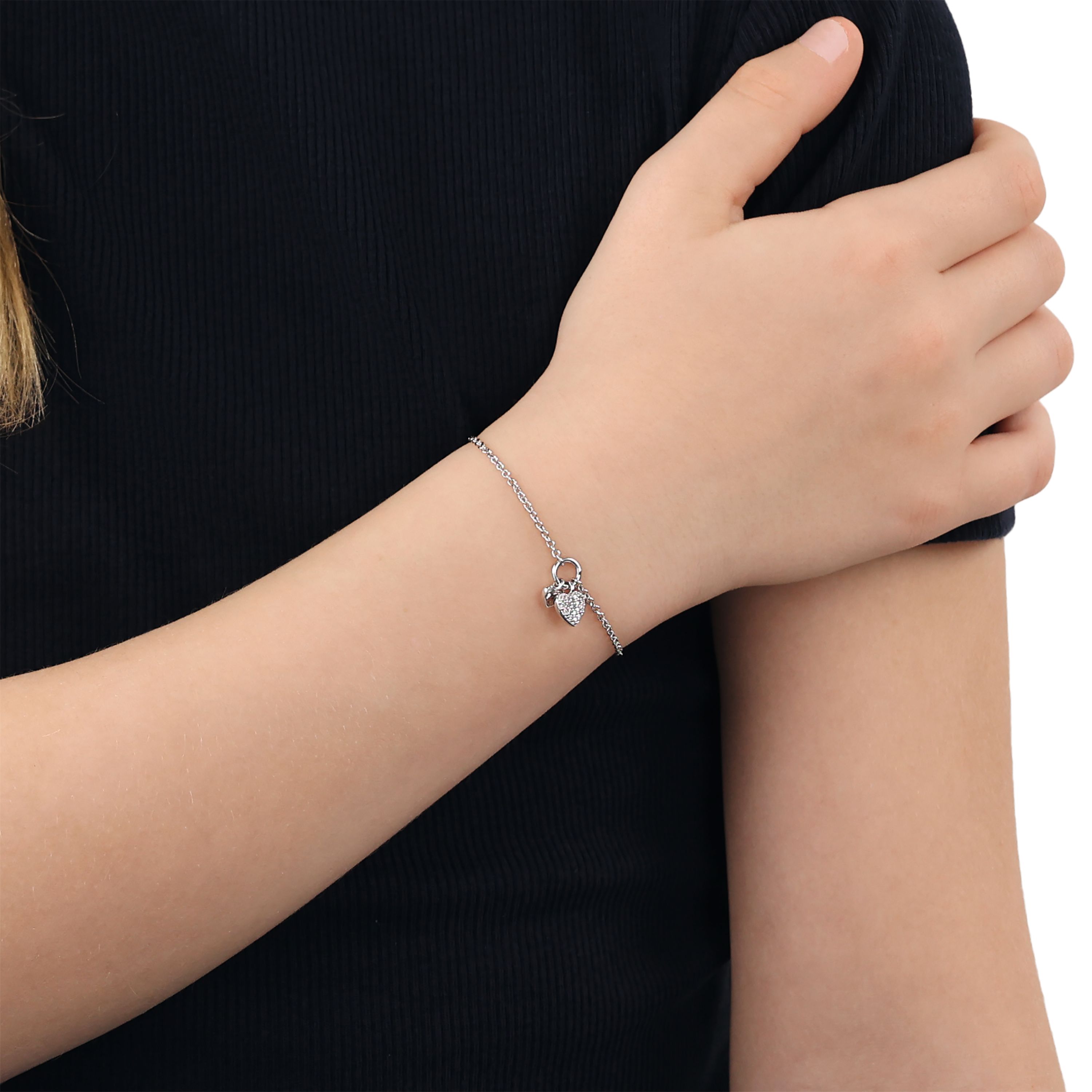 Tom Tailor Mädchen Armband 2101374 Herz Silber 925 synth. Zirkonia weiß