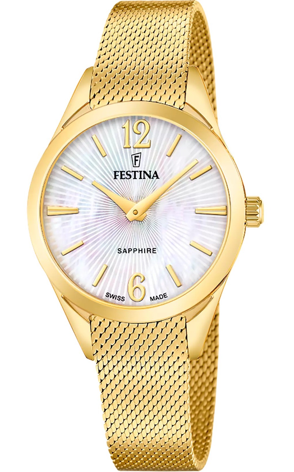 Festina Damen Armbanduhr "Swiss Made" Grace F20077/1 Edelstahl gelbgold IP