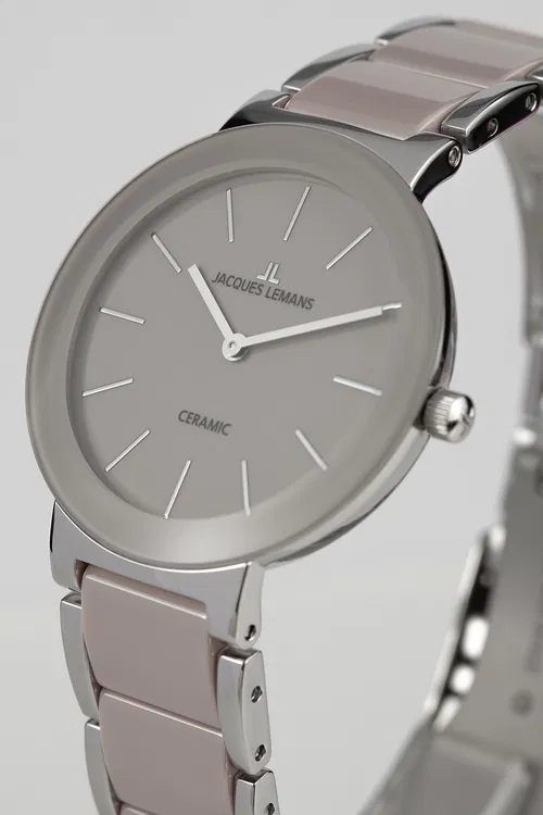 Jacques Lemans Damen Armbanduhr Monaco 42-7S Edelstahl Keramik beige