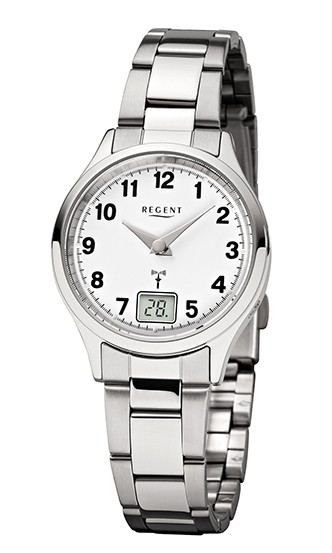 Regent Damen Armbanduhr FR-193 Funk Edelstahl