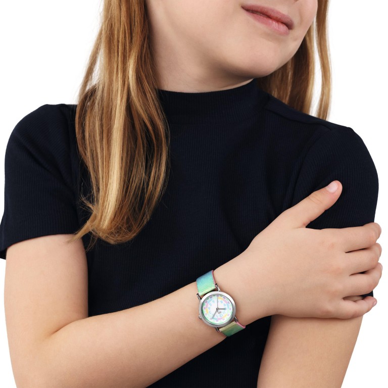 Tom Tailor Mädchen Armbanduhr 2100708 Kunstlederband Glitzer Rainbow