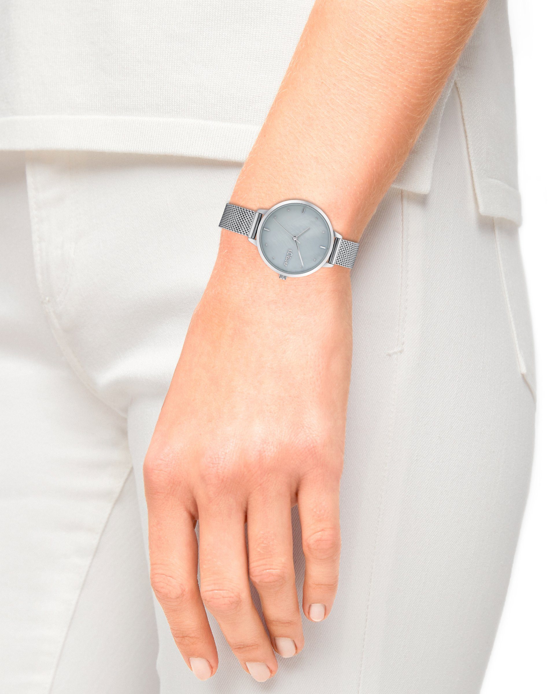 s.Oliver Damen Armbanduhr 2033510 Edelstahl Milanaiseband