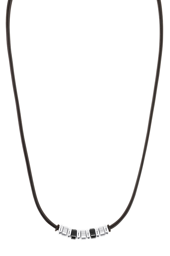 s.Oliver Herren Halskette 2035829 Leder Edelstahl IP schwarz
