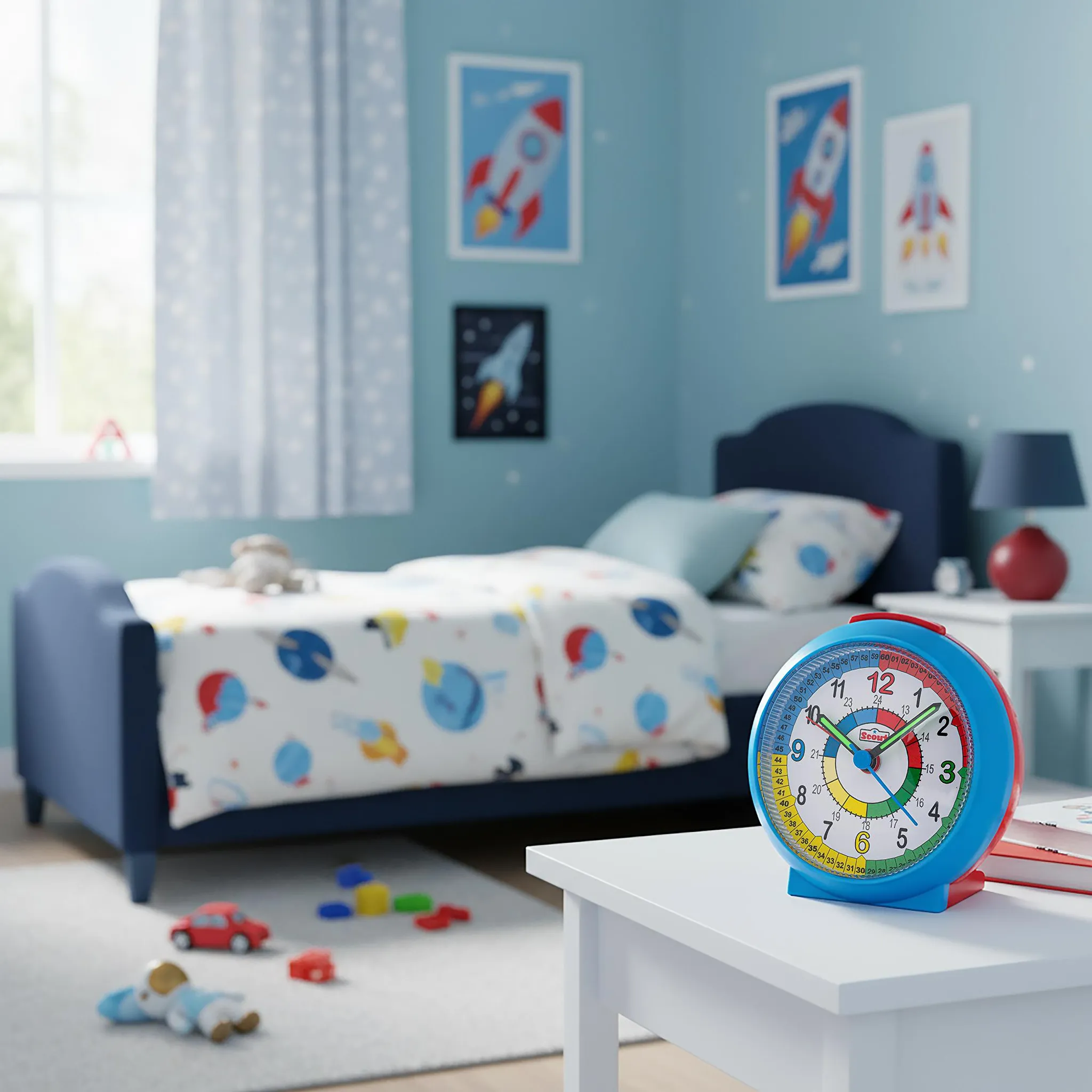 Scout Kinder Wecker 280001049 LearnTheTime hellblau rot