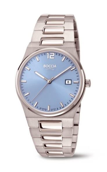 Boccia Damen Armbanduhr Slim 3357-01 Titan babyblau