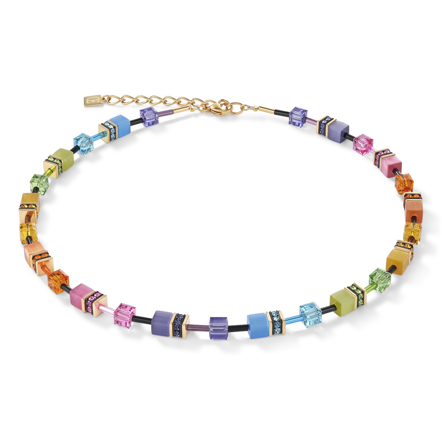 Coeur De Lion Damen Halskette 2838/10-1573 GeoCUBE® multicolor rainbow gold