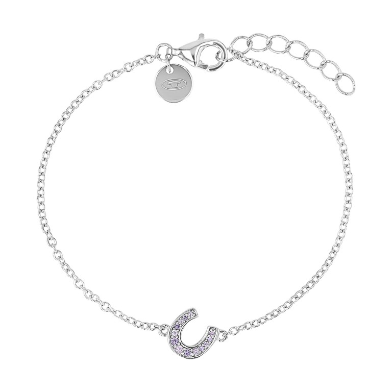 Tom Tailor Mädchen Armband 2100593 Hufeisen Silber 925/- synth. Zirkonia lila rosa