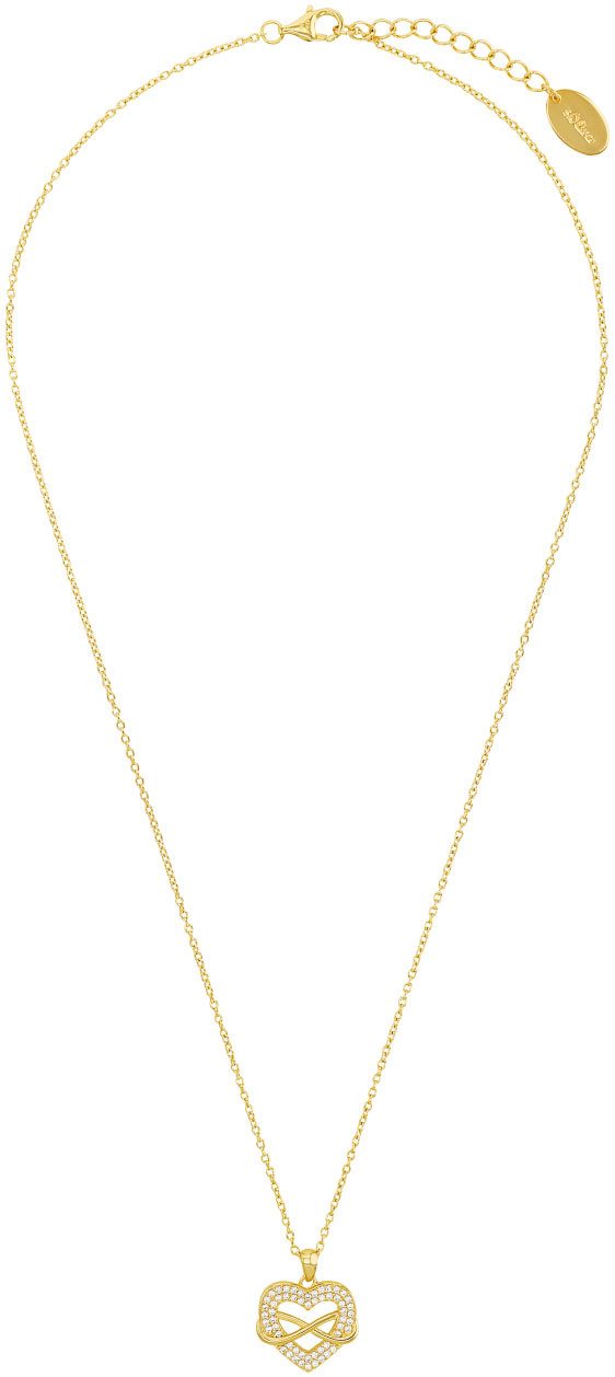 s.Oliver Damen Halskette 2038463 Herz-Infinity Silber 925 vergoldet Zirkonia synth.