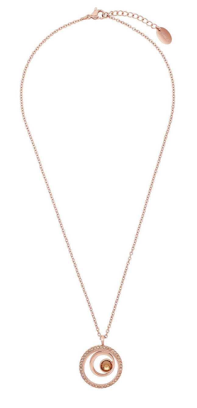 s.Oliver Damen Halskette 2040615 Edelstahl Crystals roségold IP