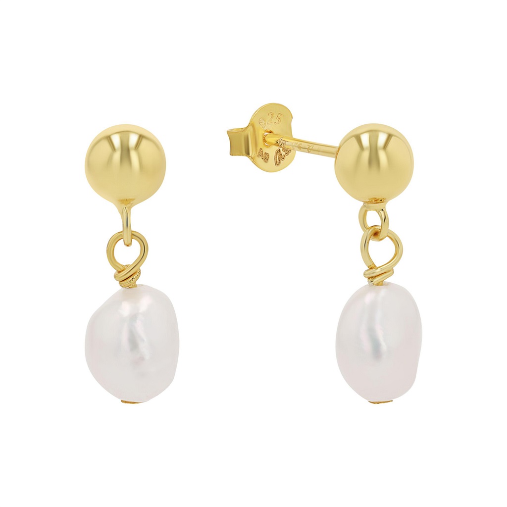 s.Oliver Damen Ohrhänger 2040599 Silber 925 vergoldet mit Süßwasserzuchtperle 