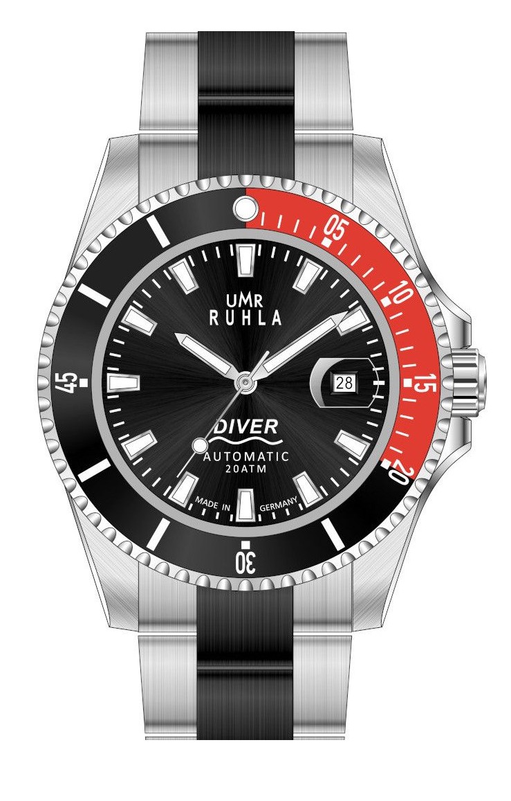 UMR Ruhla Herren Armbanduhr Automatic Diver 80843 Edelstahl limited Edition