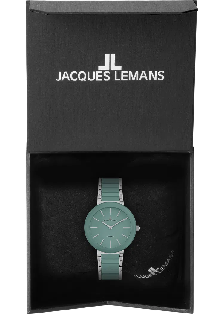 Jacques Lemans Damen Armbanduhr Monaco 42-7ZC Edelstahl Keramik türkis