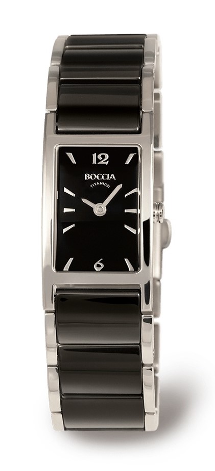 Boccia Damen Armbanduhr 3201-02 Ceramic schwarz