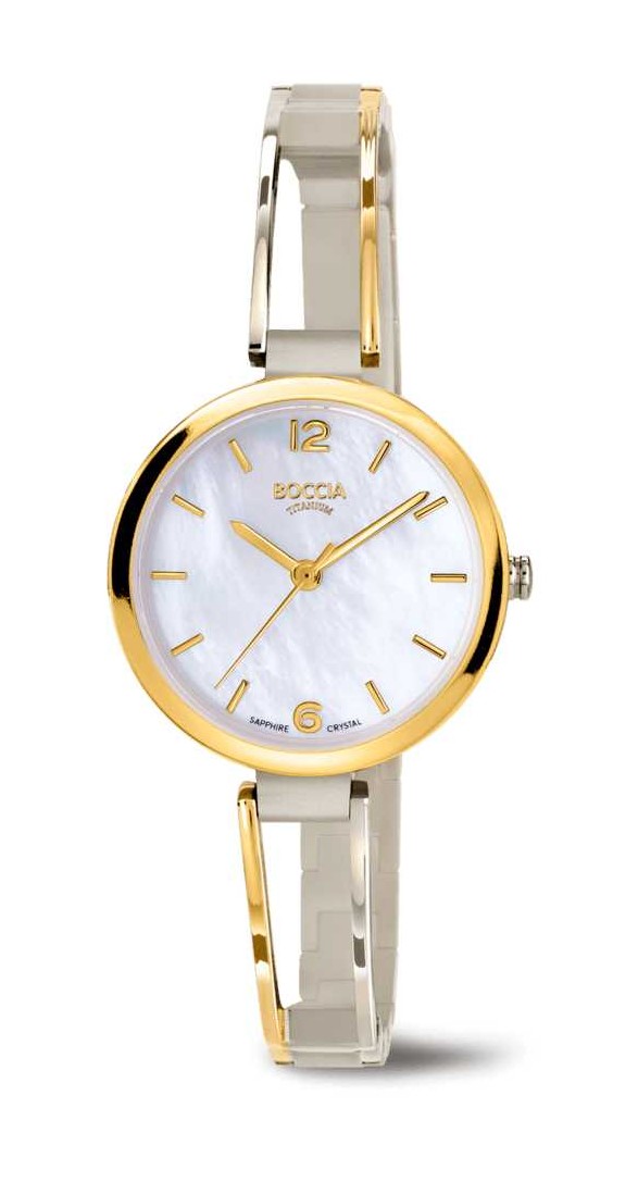 Boccia Damen Armbanduhr Style 3354-01 Reintitan bicolor mit Goldplattierung