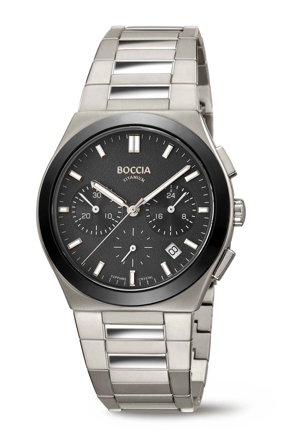Boccia Herren Armbanduhr Chronograph 3736-02 Titan Ceramic schwarz