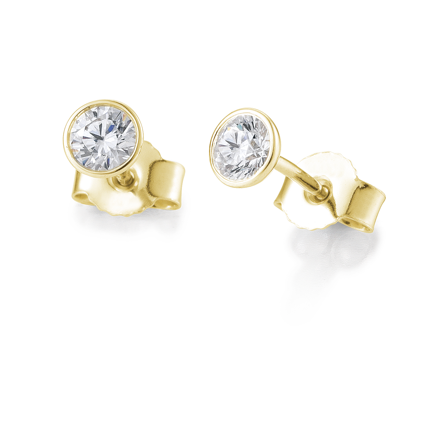 Breuning Ohrstecker 01/83702 Solitaire Zarge Brillant Gelbgold