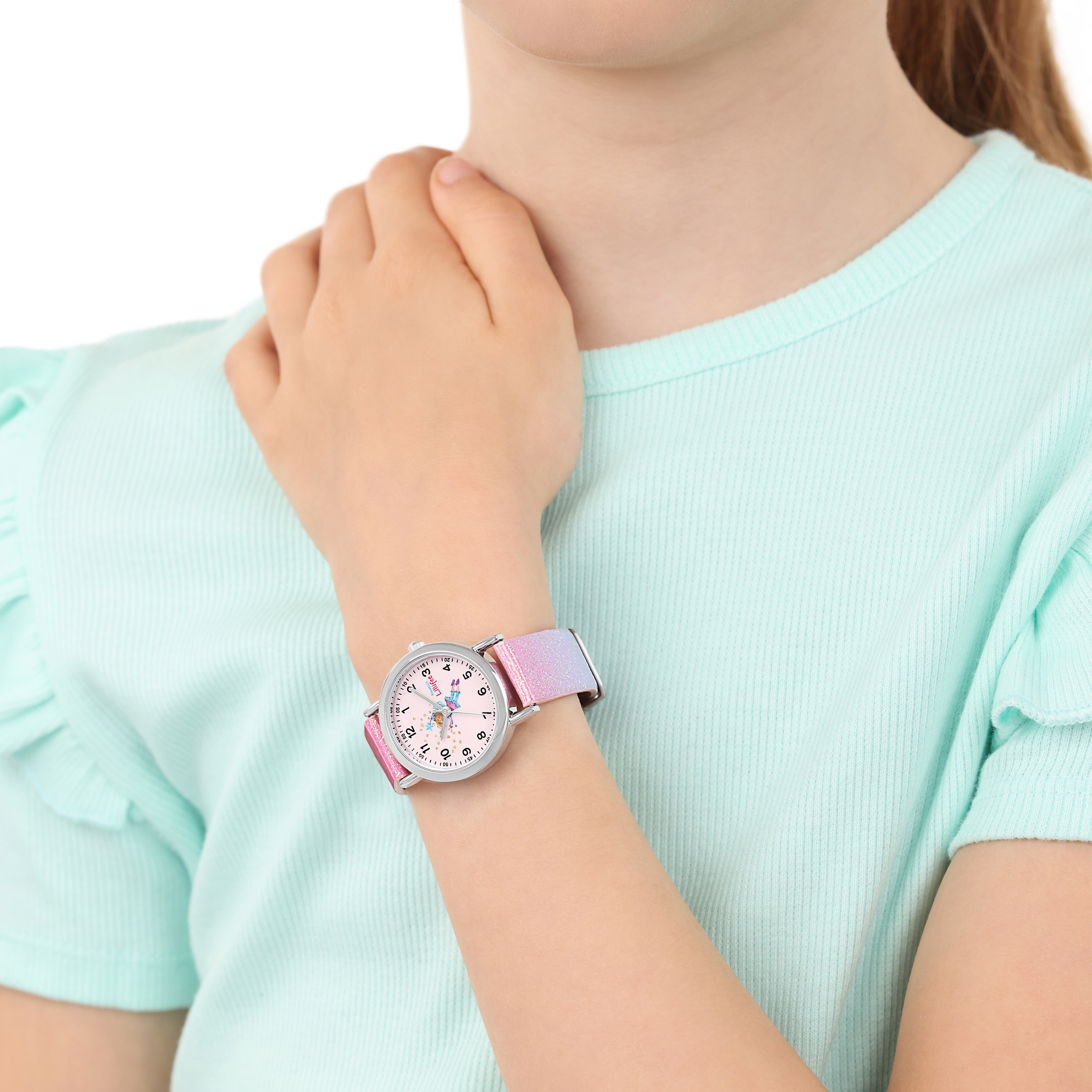 Prinzessin Lillifee Mädchen Armbanduhr 2040170 Kunstlederband rosa violett glitzer