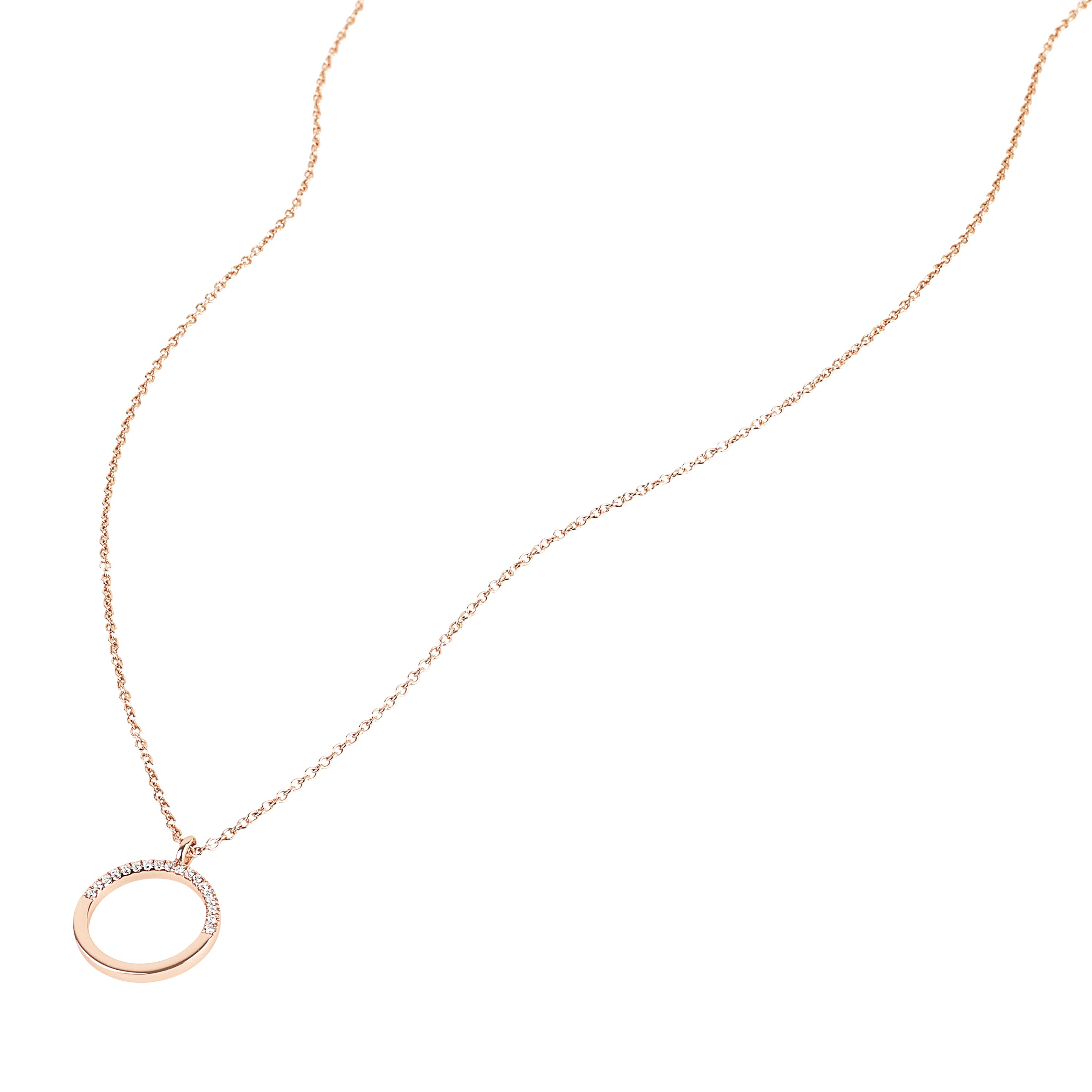 Tom Tailor Damen Halskette 2101280 mit Anhänger Kreis Silber 925 rosévergoldet synth. Zirkonia