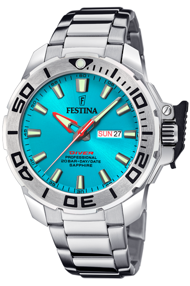 Festina Herren Armbanduhr The Originals F20665/6 Edelstahl mit Wechselband Silikon blau