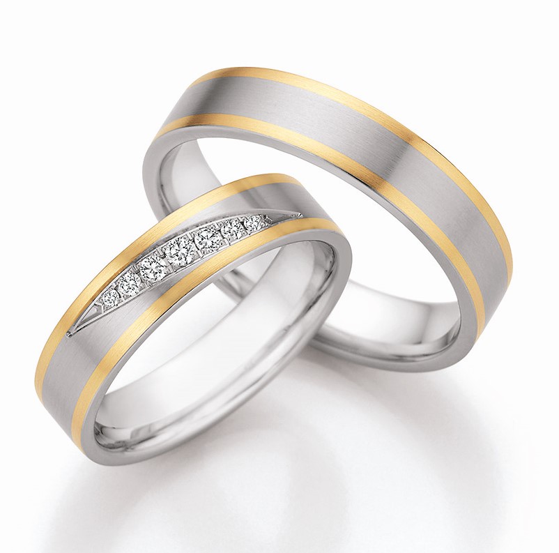 Eheringe Trauringe Ruesch 88/25170 88/25180 Gold & Steel Elegance