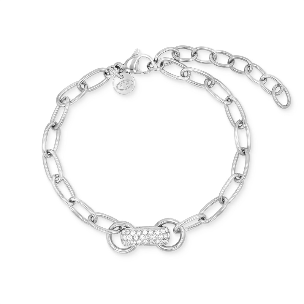 Tom Tailor Damen Armband 2101833 Edelstahl Ankergliederung und Schmuckelement mit Kristall-Besatz 