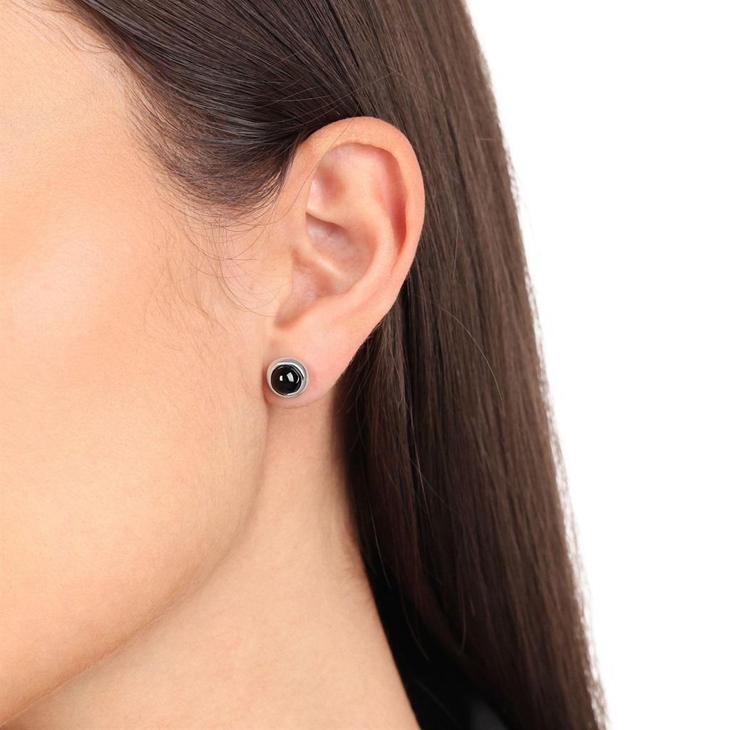 s.Oliver Damen Ohrstecker 2040607 Edelstahl Achat schwarz