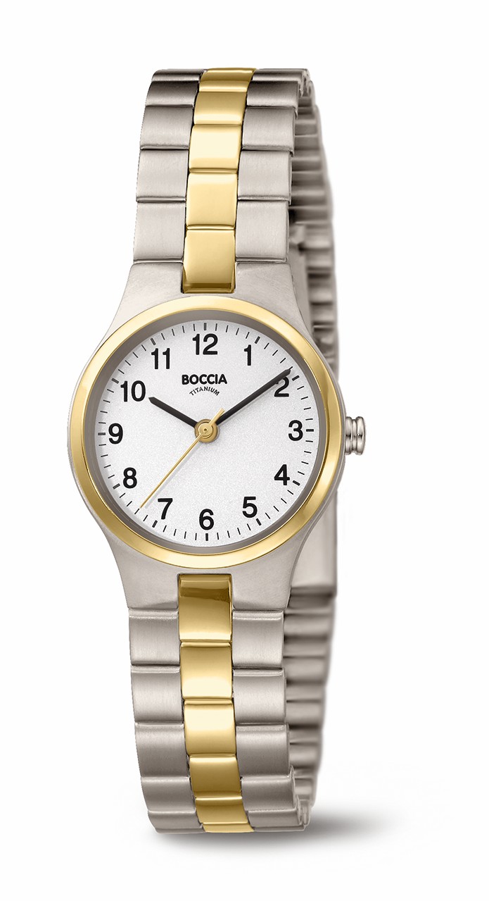 Boccia Damen Armbanduhr 3082-05 Classic Reintitan bicolor goldplattiert