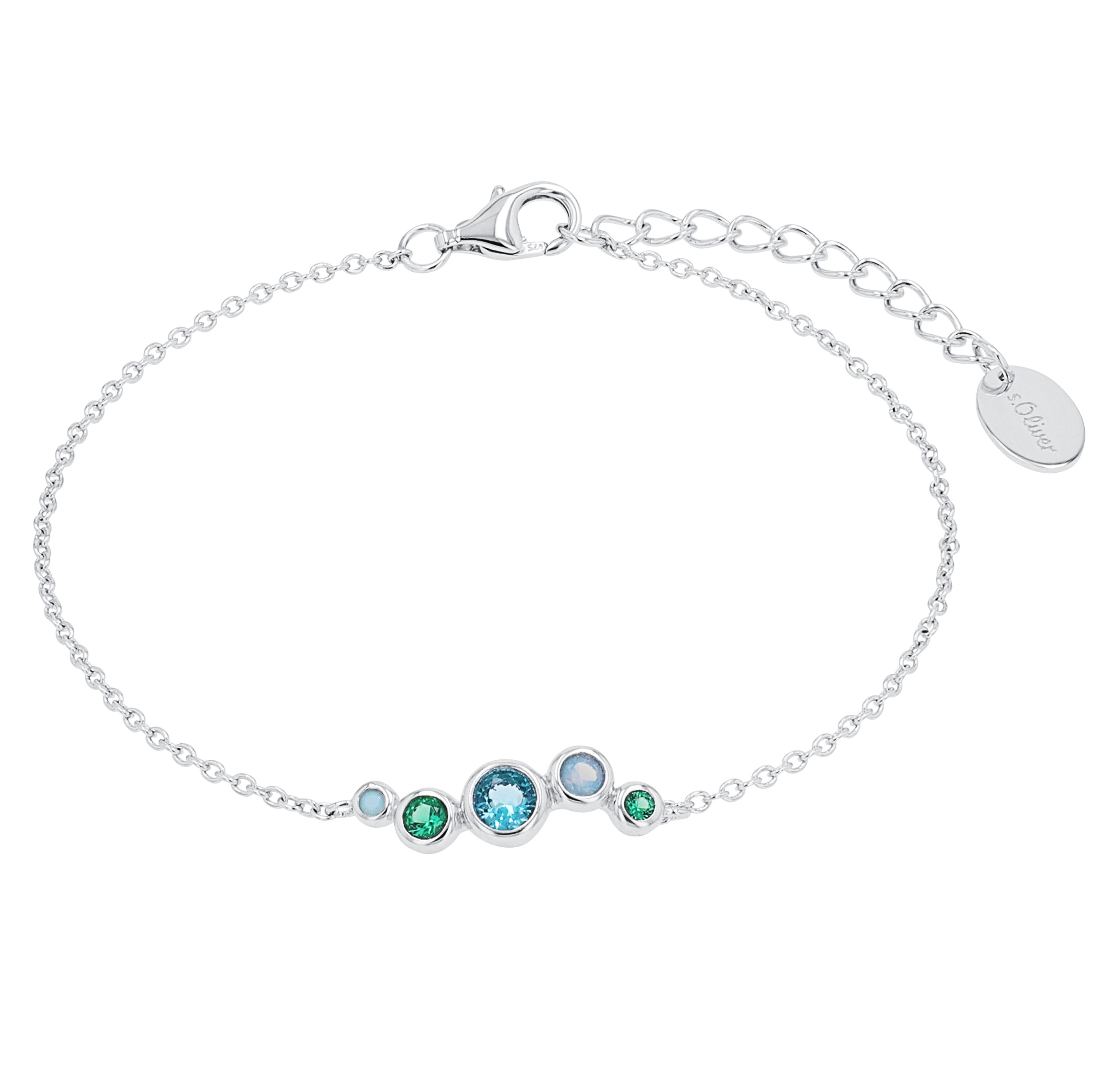 s.Oliver Damen Armband 2039703 Silber 925 synth. Zirkonia türkis