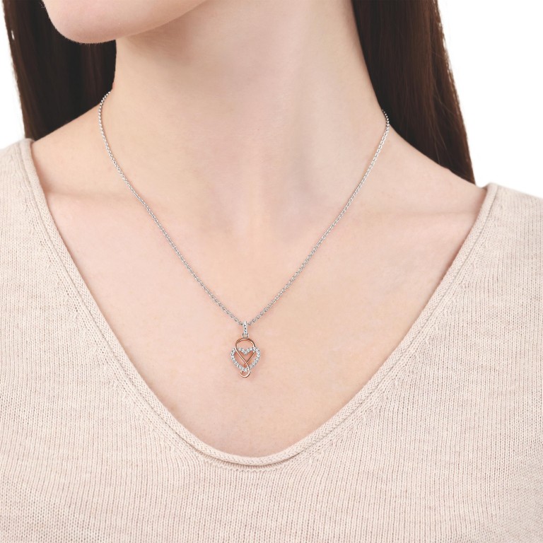 Tom Tailor Damen Halskette 2100582 Silber 925 mit Anhänger Herz-Infinity bicolor und synth. Zirkonia