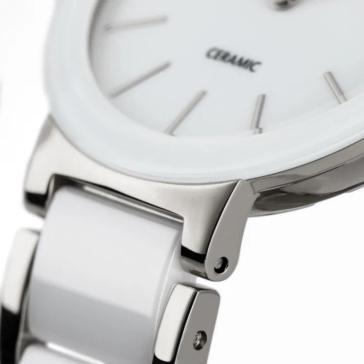 Jacques Lemans Damen Armbanduhr Monaco 42-7B Edelstahl Keramik weiß