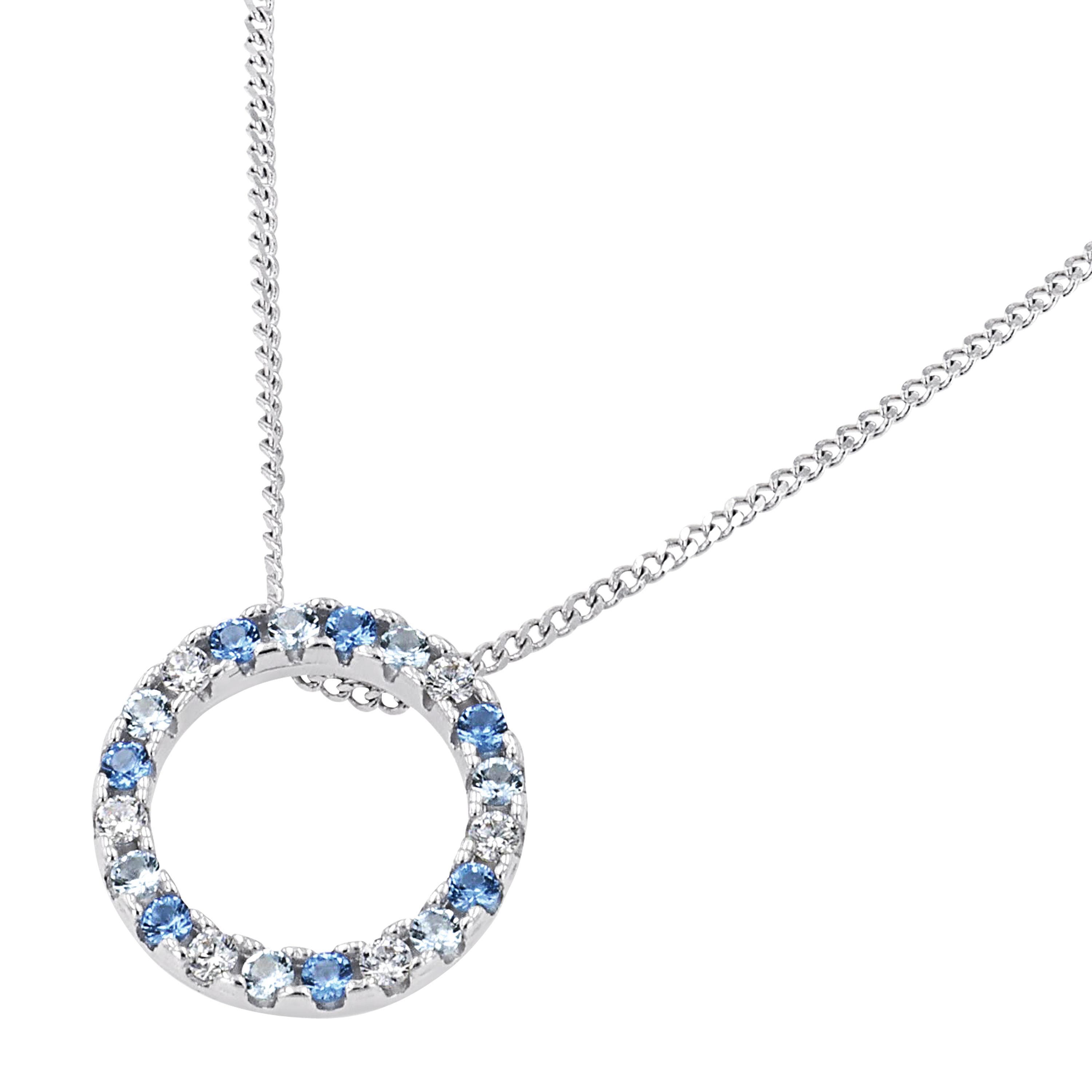 Tom Tailor Damen Halskette 2101262 mit Anhänger synth. Zirkonia blau weiß Silber 925