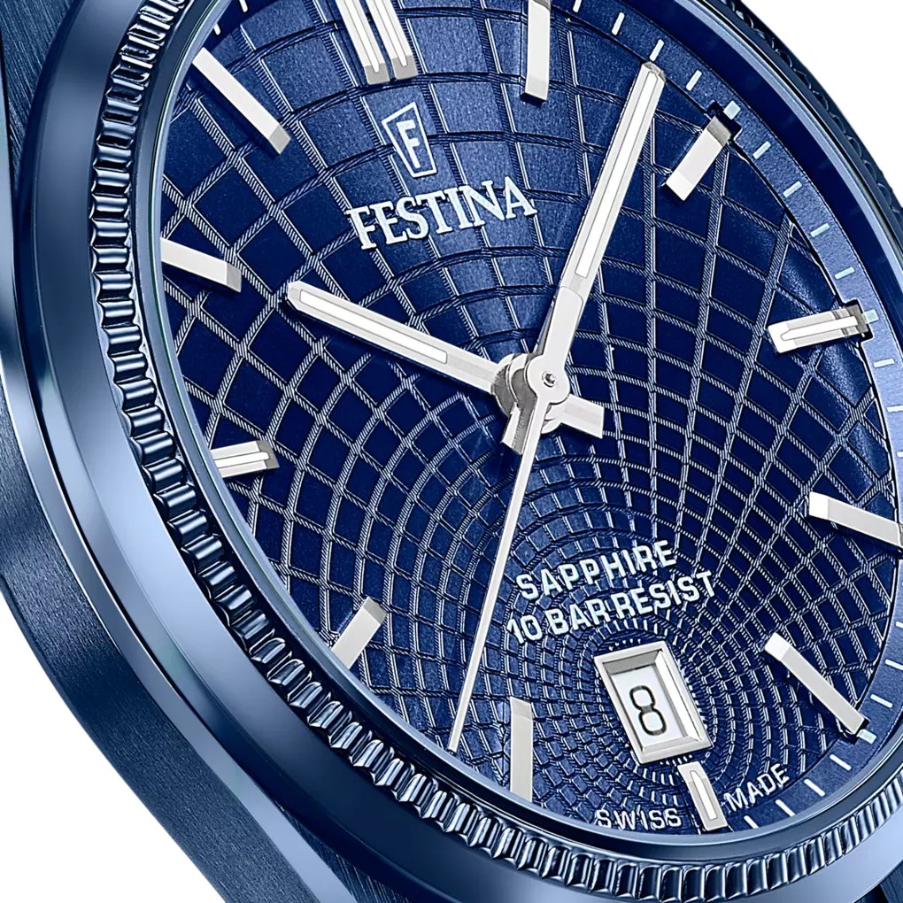 Festina Herren Armbanduhr "Swiss Made" Rivé F20078/1 Edelstahl dunkelblau IP