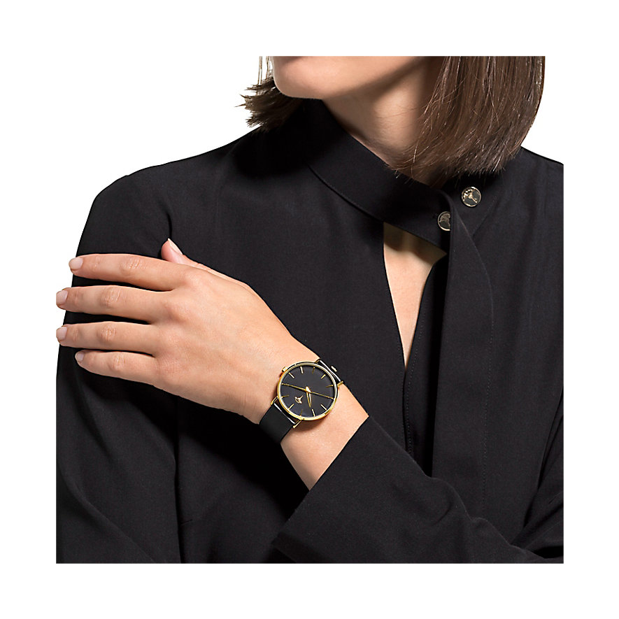 JOOP! Damen Armbanduhr 2028263 IP gelbgold Lederband schwarz