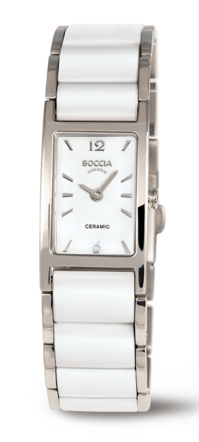 Boccia Damen Armbanduhr 3201-01 Ceramic weiß