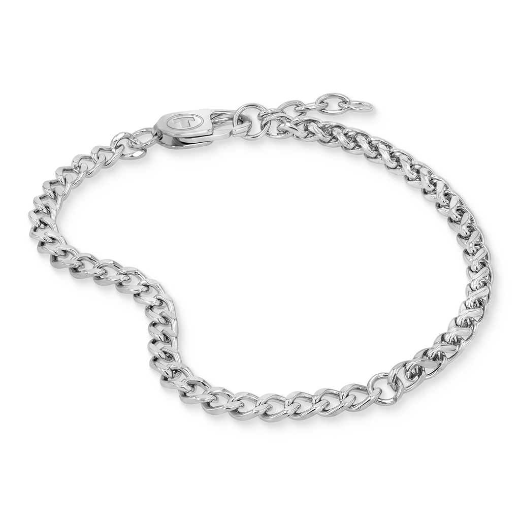 Tom Tailor Herren Armband 2101847 Edelstahl mit Flachpanzer- und Zopfgliederung 