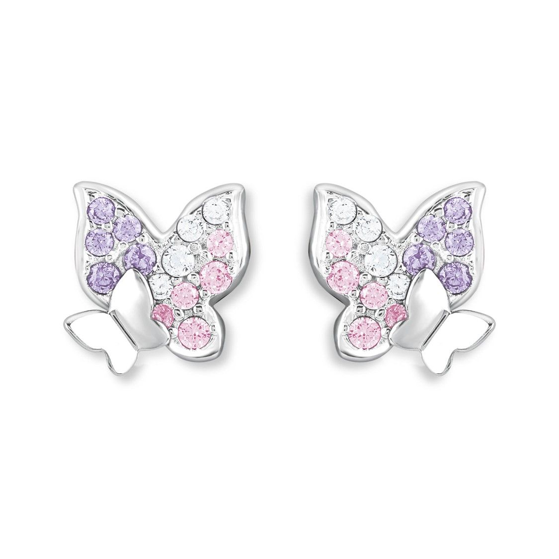 Lillifee Mädchen Ohrstecker 2021063 Schmetterling Silber 925 Zirkonia synth.