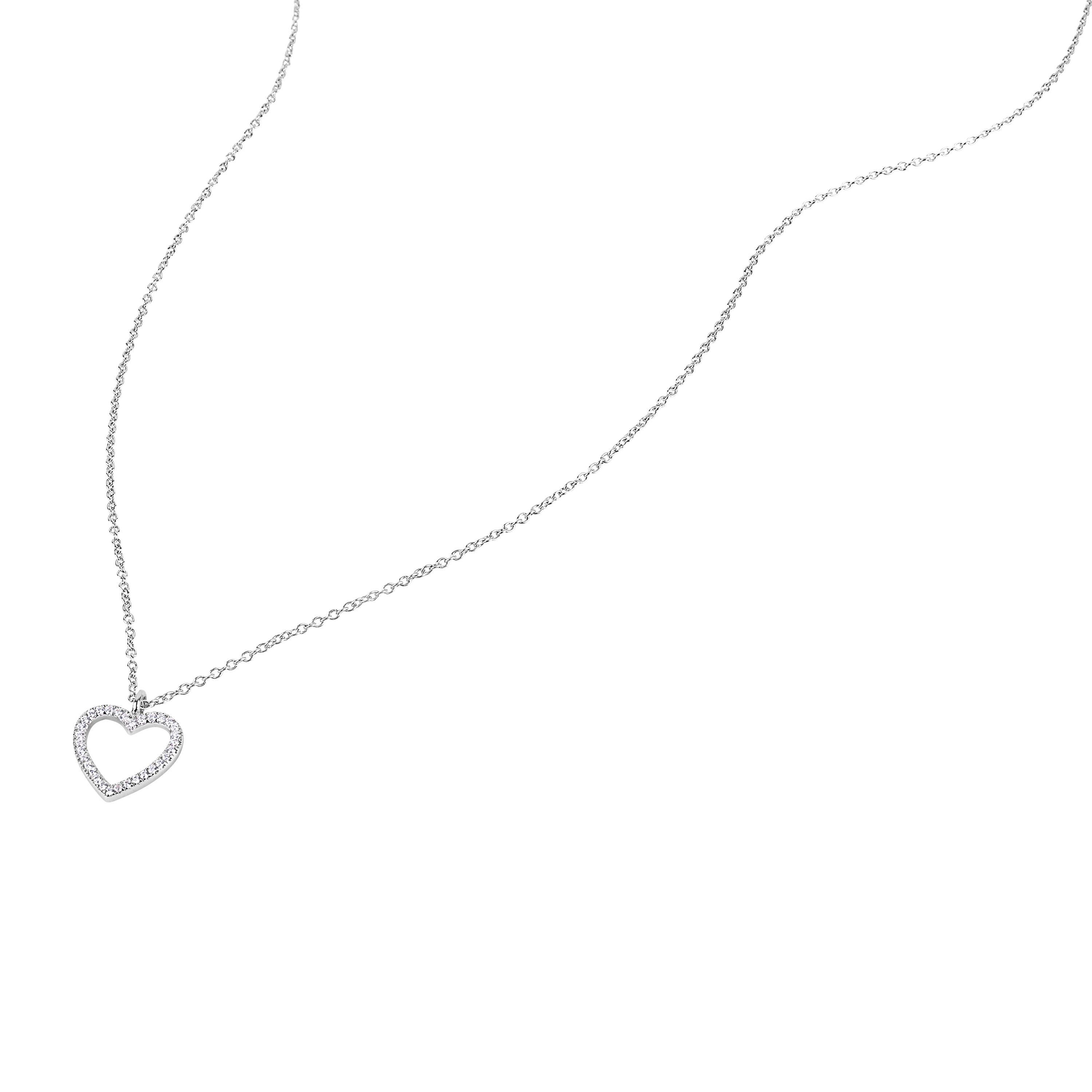 Tom Tailor Damen Halskette 2101258 mit Herz-Anhänger Silber 925 synth. Zirkonia