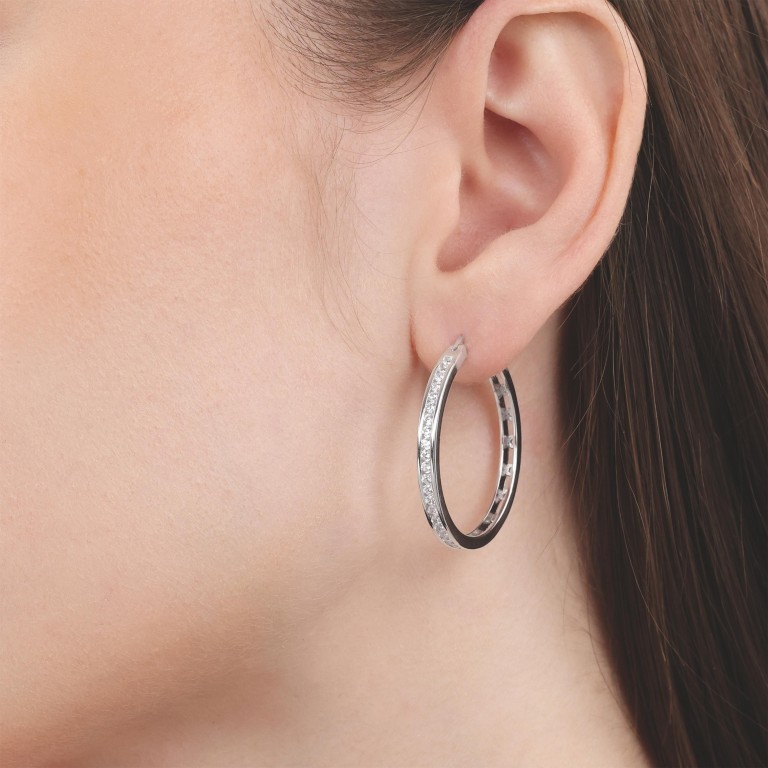 Tom Tailor Damen Creolen 2100573 Silber 925 Zirkonia