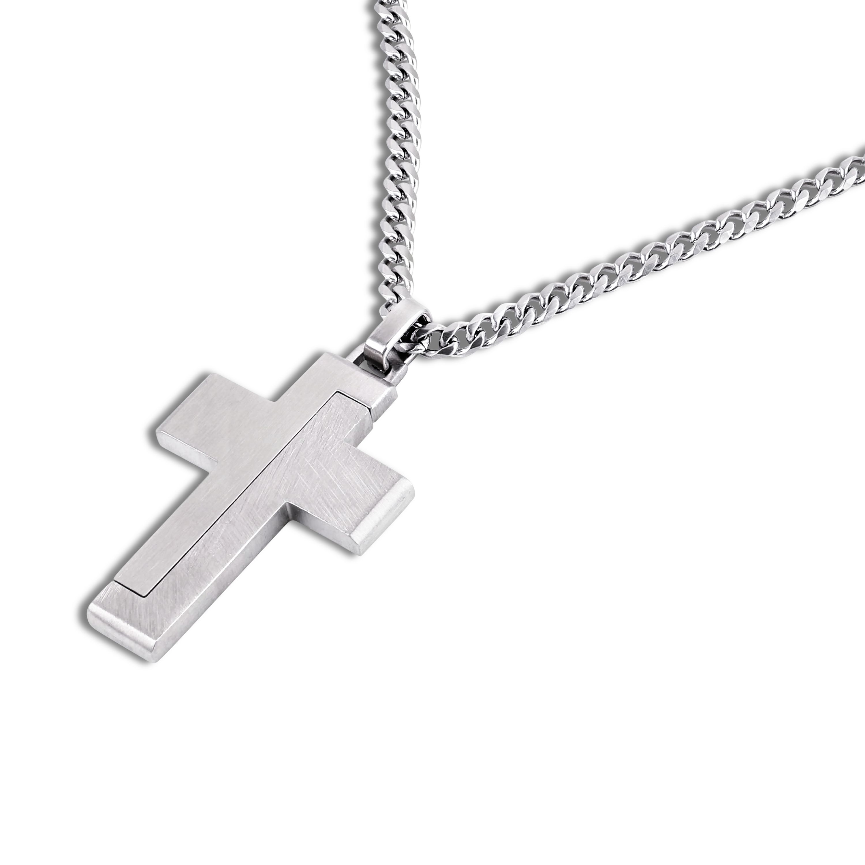 Tom Tailor Herren Halskette 2101298 Panzergliederung mit Anhänger Kreuz Edelstahl