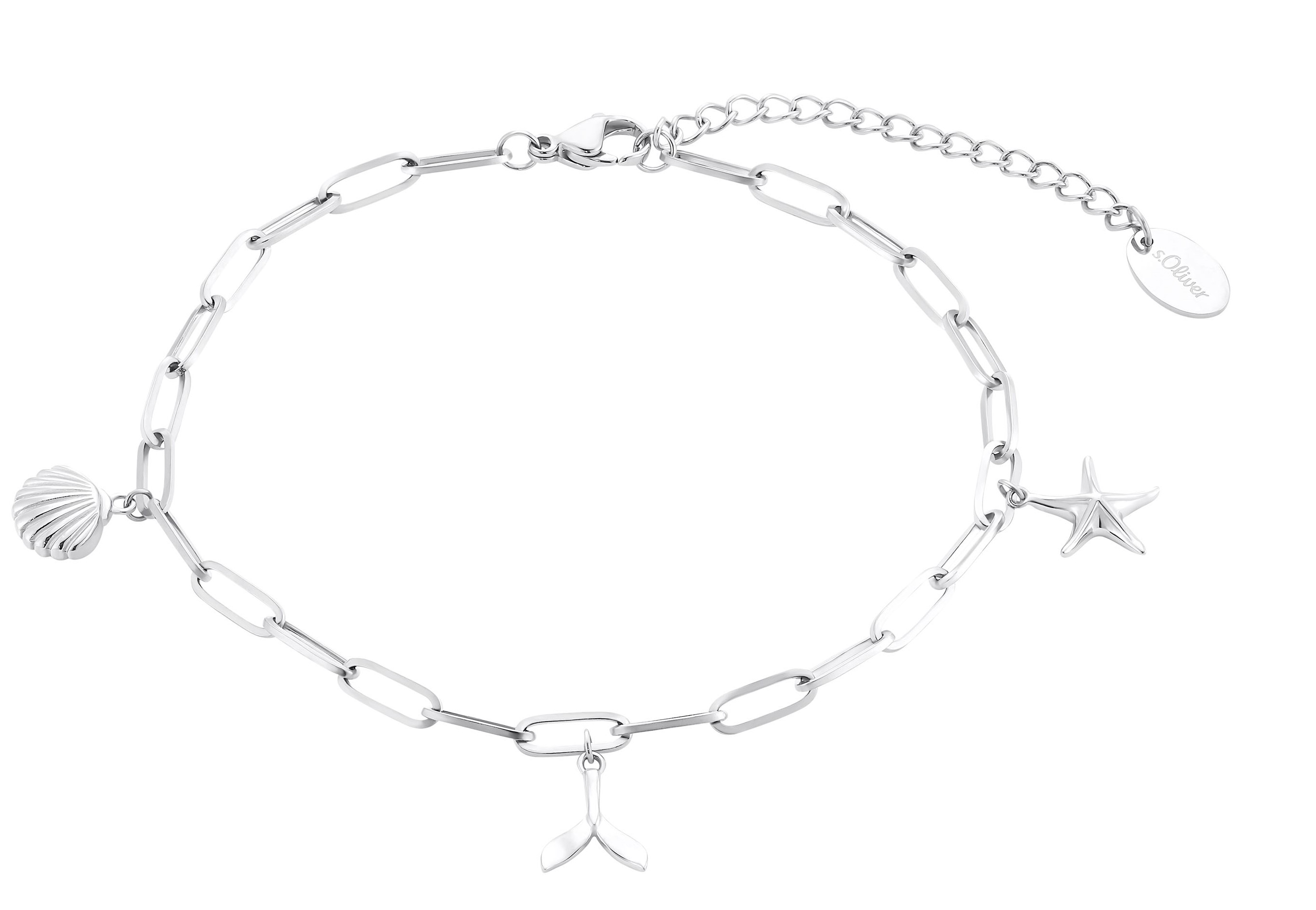 s.Oliver Damen Fußkette 2034574 Edelstahl Seestern, Walflosse, Muschel