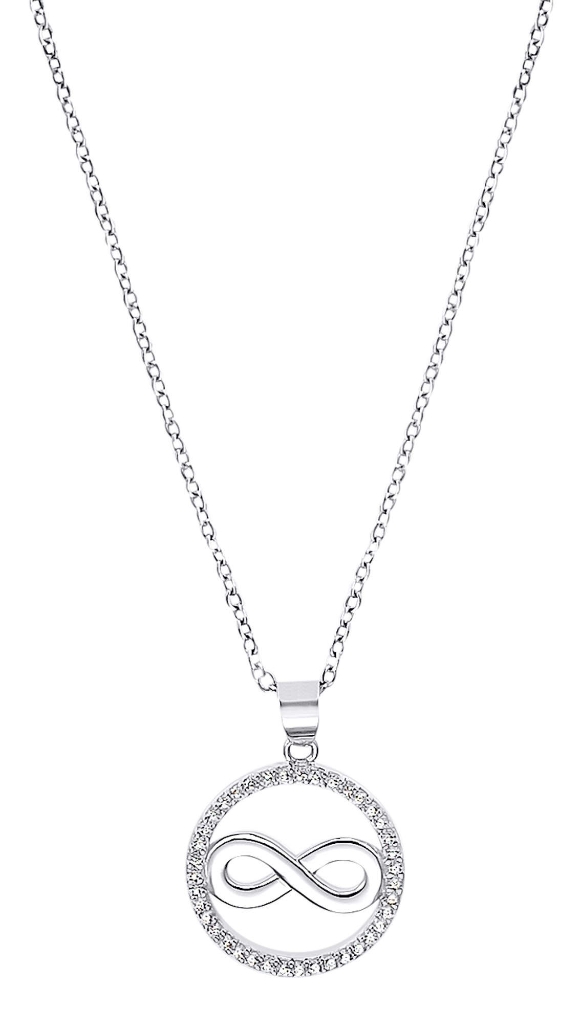 s.Oliver Damen Halskette 2032567 mit Anhänger Kreis Infinity Zirkonia Silber
