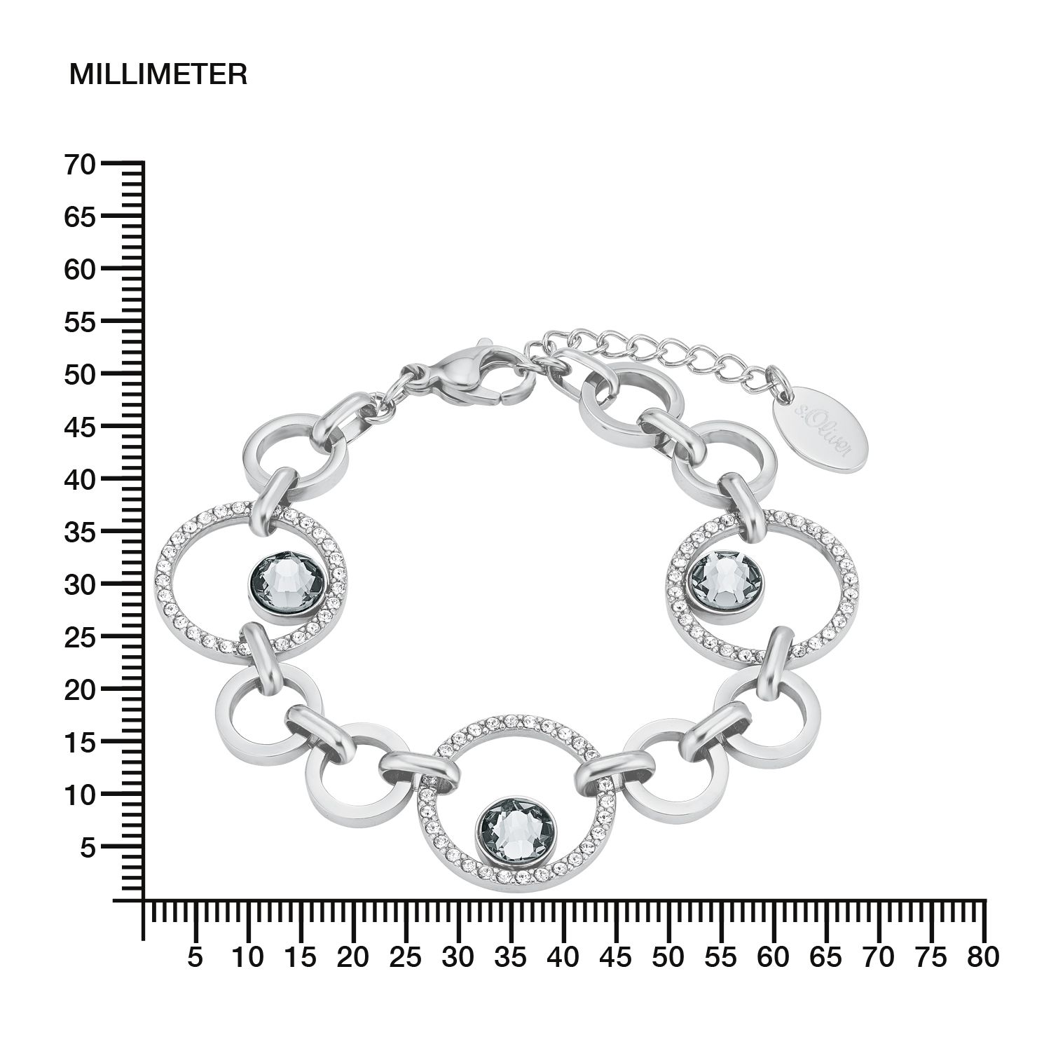 s.Oliver Damen Armband 2024268 Edelstahl mit synth. Kristallen
