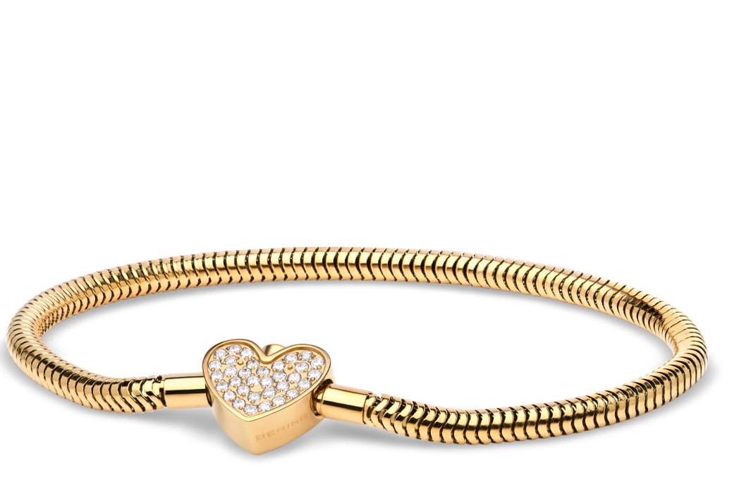 Bering Damen Armband 618-20-X0 Edelstahl Herz Zirkonia Gelbgold IP