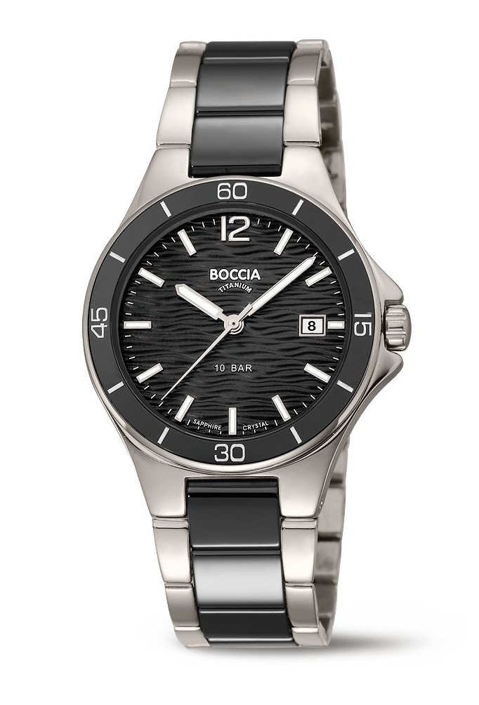 Boccia Unisex Armbanduhr 3384-02 Reintitan mit schwarzer Ceramic