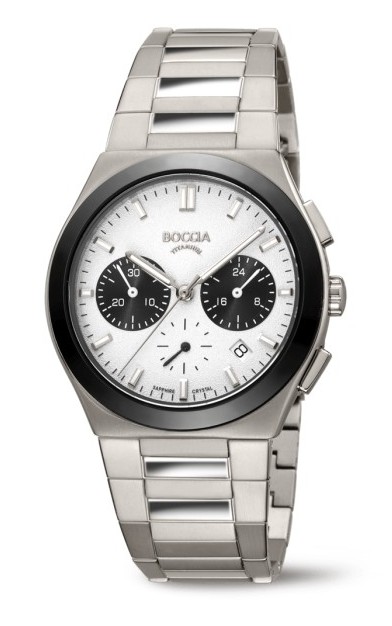 Boccia Herren Armbanduhr Chronograph 3736-01 Titan Ceramic schwarz