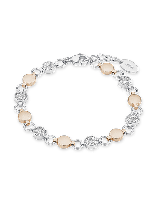 s.Oliver Damen Armband 9239443 Edelstahl bicolor mit synth. Kristallen