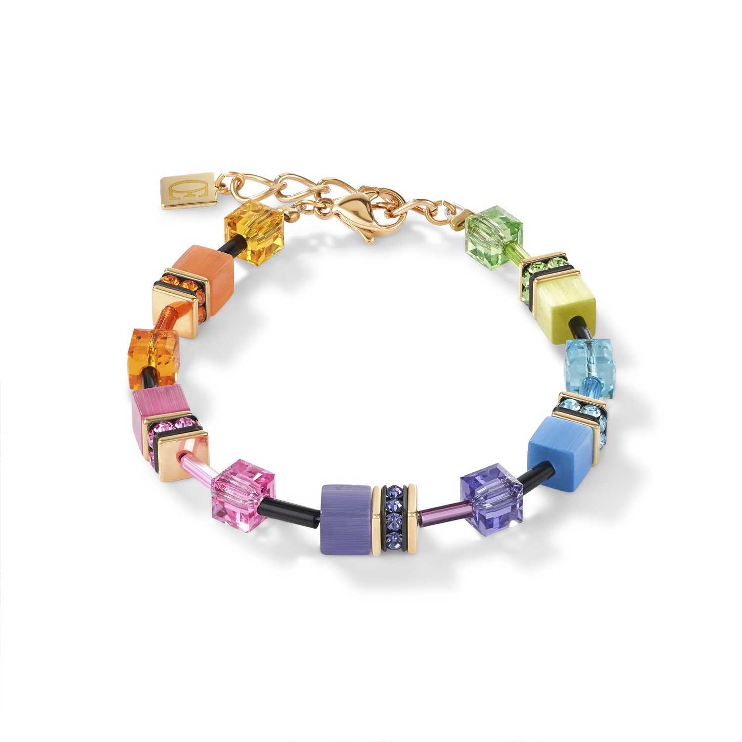 Coeur De Lion Damen Armband 2838/30-1573 GeoCUBE® multicolor rainbow gold