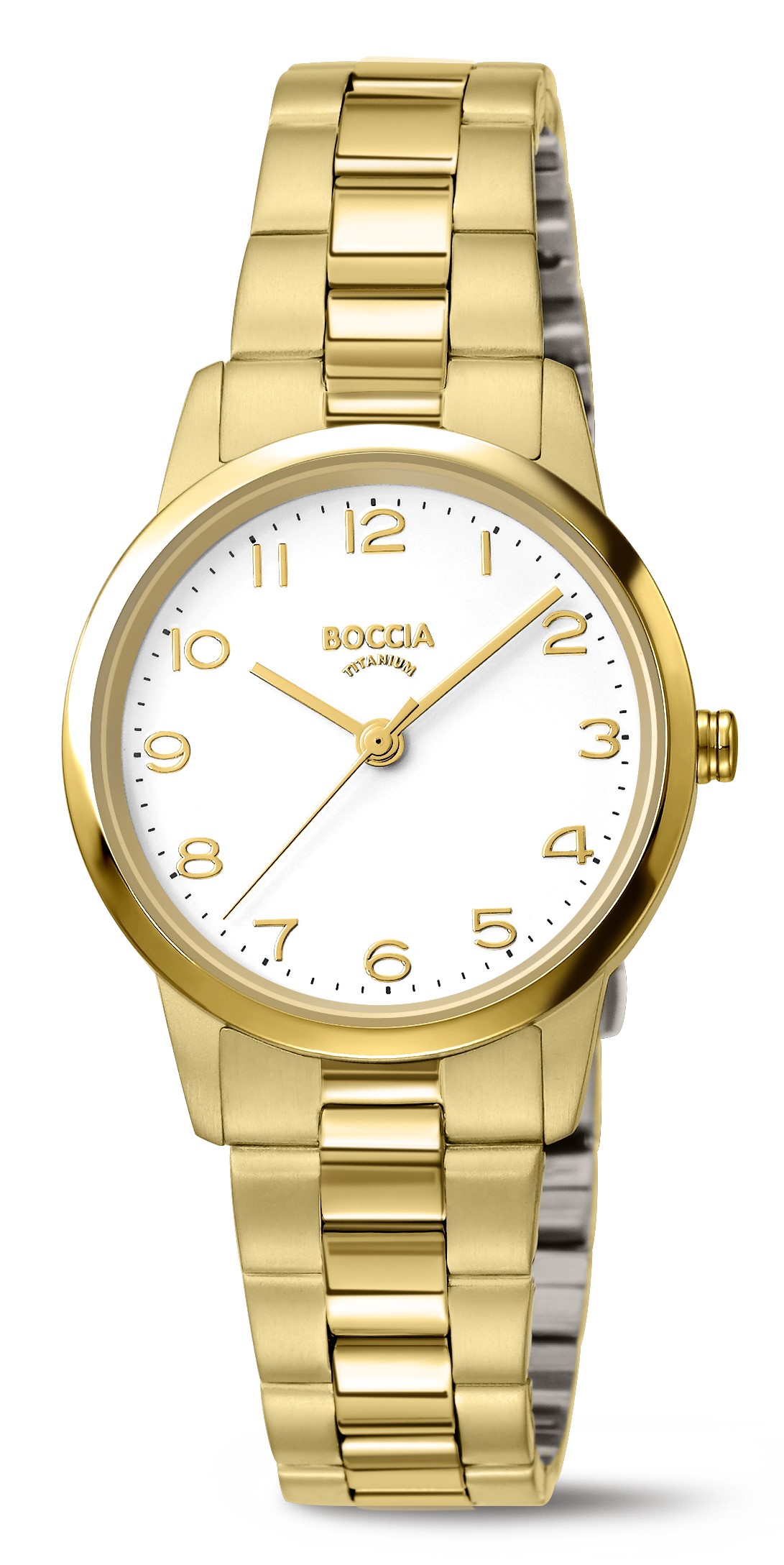 Boccia Damen Armbanduhr 3358-02 Classic Titan gold IP
