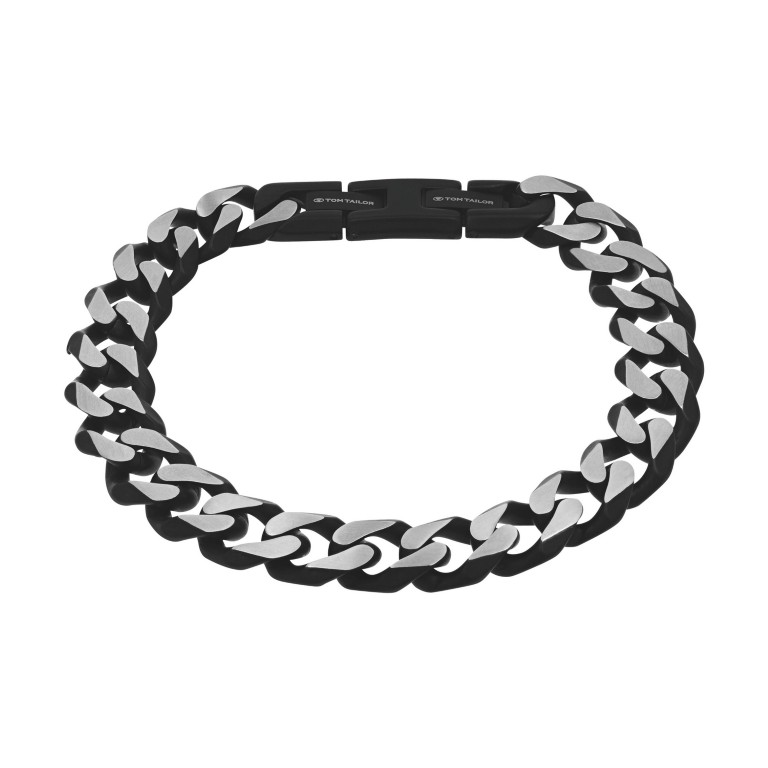 Tom Tailor Herren Armband 2100635 Panzergliederung Edelstahl bicolor schwarz 